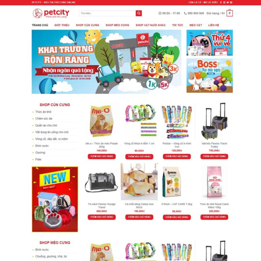 Theme WordPress bán đồ chơi, thực phẩm thú cưng