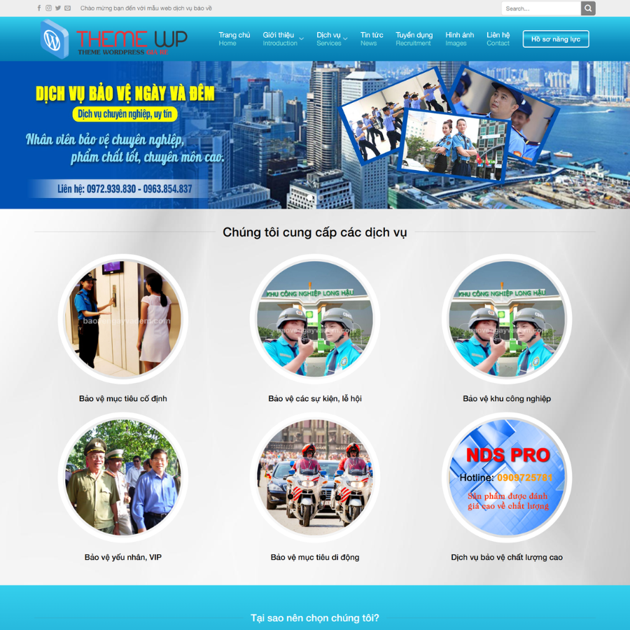 Themes wordpress dịch vụ bảo vệ