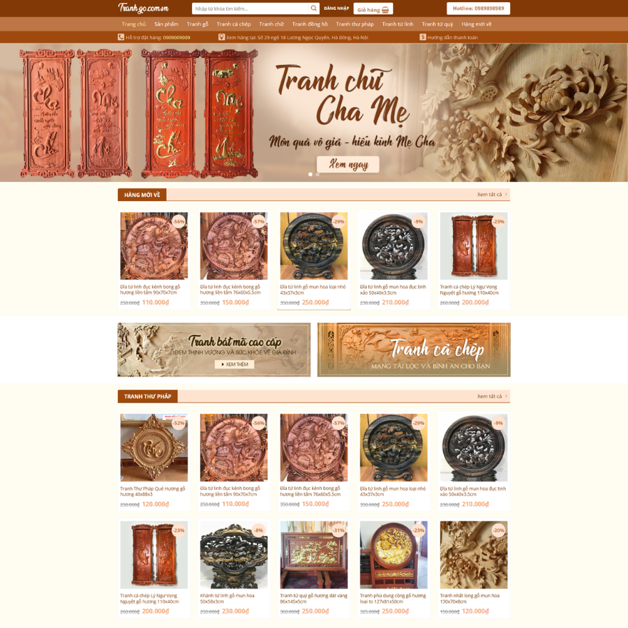 Theme Wordpress Nội Thất Tranh Gỗ