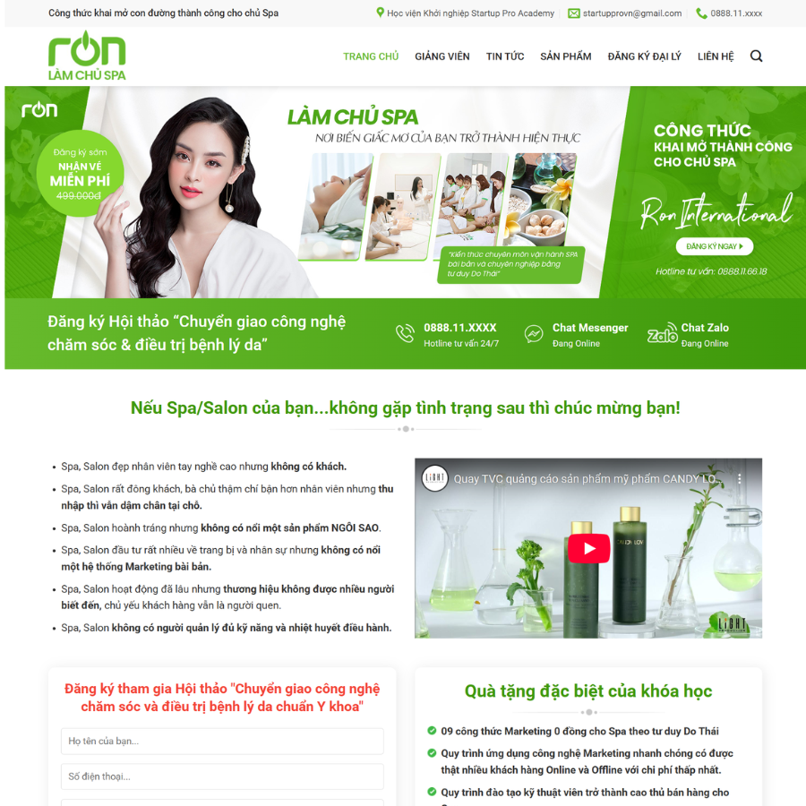 Themes wordpress Đạo tạo mở spa