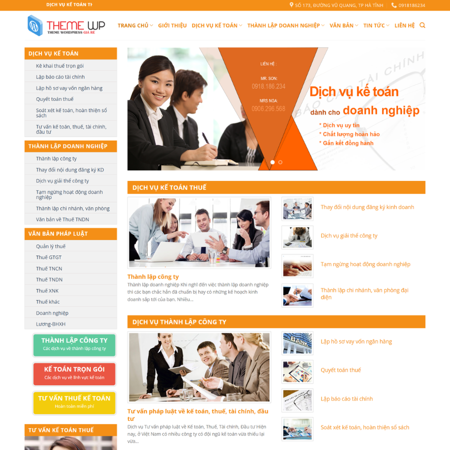 Themes wordpress kế toán