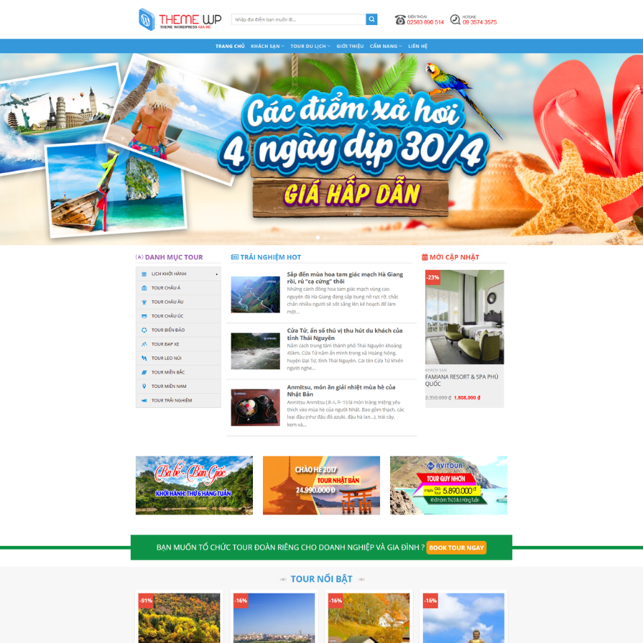 Theme WordPress Du Lịch 6